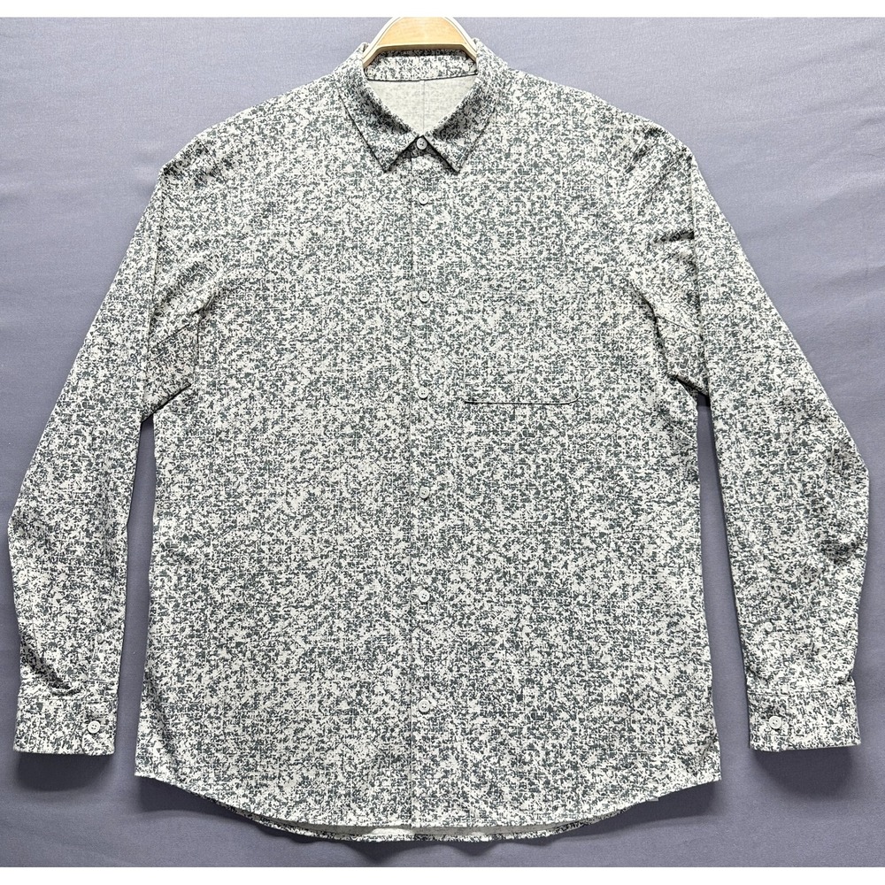 Lululemon Shirt Mens Large Green‎ Commission Long Sleeve Button Classic Stretch